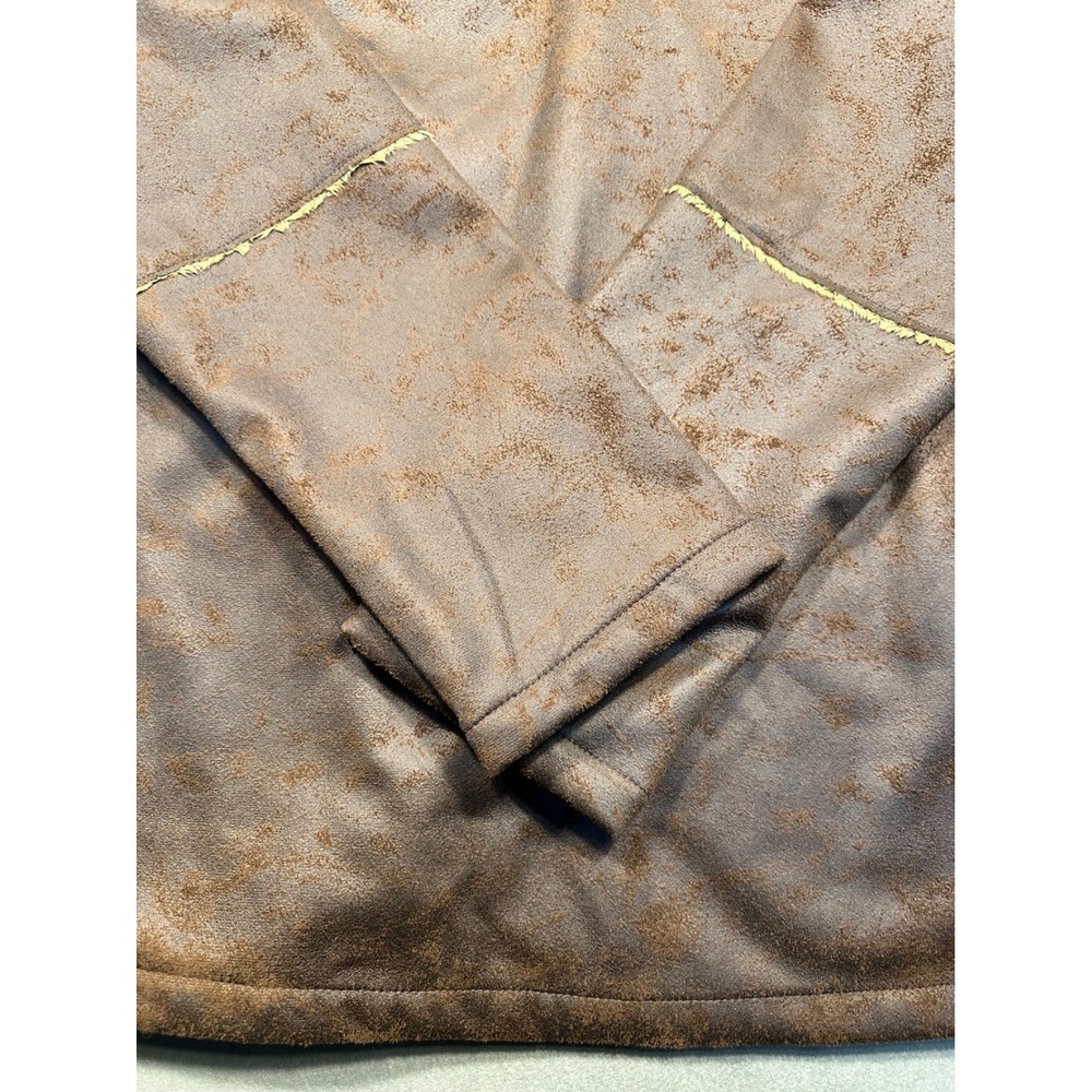 Whispering Smith Womens Faux Fur Lined Jacket Brown Distressed Look Size L - Picture 6 of 8